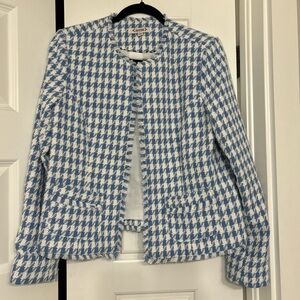 Nanette Lepore Blue and White Checkered Blazer